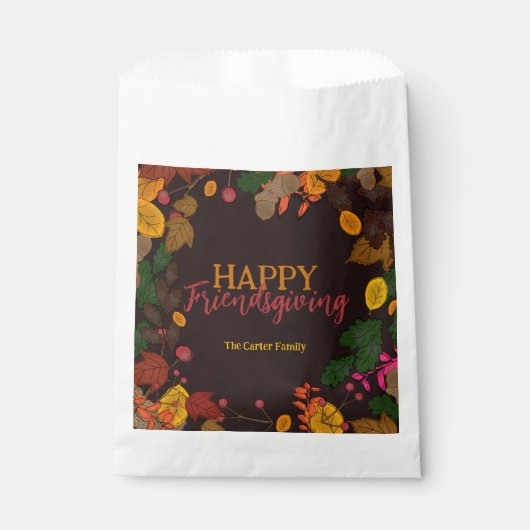 Herfst bladeren eikels bessen happy friendsgiving bedankzakje (Voorkant)