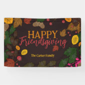 Herfst bladeren eikels bessen happy friendsgiving spandoek (Horizontaal)