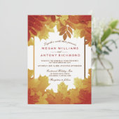 Herfst bladeren Elegante herfst bruiloft uitnodigi Kaart (Staand voorkant)