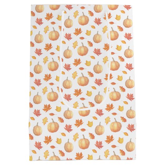 Herfst bladeren en pompoenen herfst bruiloft dank medium cadeauzakje (Achterkant)