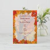 Herfst bladeren en weide van liefde bruiloft kaart (Staand voorkant)
