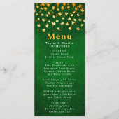 Herfst bladeren groen en gouden bruiloft menu (Voorkant)