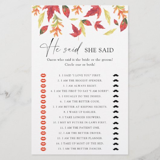 Herfst bladeren - Hij zei dat ze vrijgezellenfeest (Voorkant)