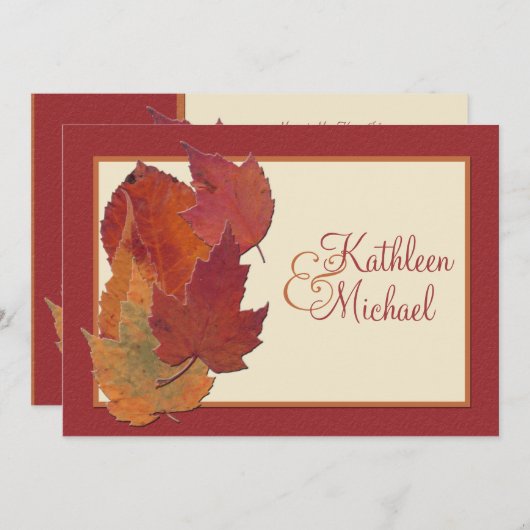 Herfst bladeren II monogram bruiloft uitnodiging (Voorkant / Achterkant)