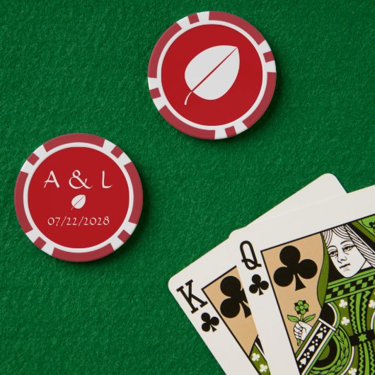 Herfst bladeren in Cherry Poker Chips (Pokertafel (Dubbel))
