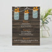 herfst bladeren in een mason jar bruiloft menu (Staand voorkant)