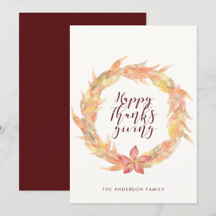Herfst bladeren krans Happy Thanksgiving kaart