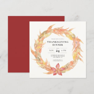 Herfst bladeren krans Thanksgiving diner Kaart