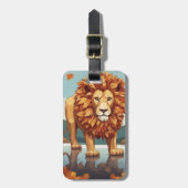 Herfst bladeren mannelijke leeuw bagagelabel (Voorkant verticaal)