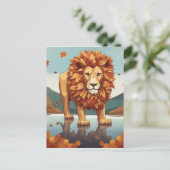 Herfst bladeren mannelijke leeuw briefkaart (Staand voorkant)