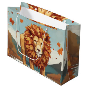 Herfst bladeren mannelijke leeuw groot cadeauzakje