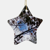 Herfst bladeren met Peeking Blue Sky Keramisch Ornament (Rechts)