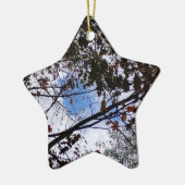 Herfst bladeren met Peeking Blue Sky Keramisch Ornament (Links)