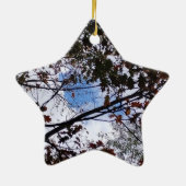 Herfst bladeren met Peeking Blue Sky Keramisch Ornament (Achterkant)