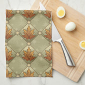 Herfst bladeren met sterren diamanten patroon theedoek (Quarter Fold)