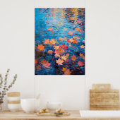 Herfst bladeren op het meer Fine Art Poster (Keuken)