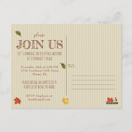 Herfst bladeren op waslijn briefkaart (Achterkant)