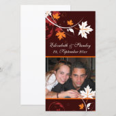 Herfst bladeren oranje rood wit bruiloft Save the  Date (Voorkant / Achterkant)