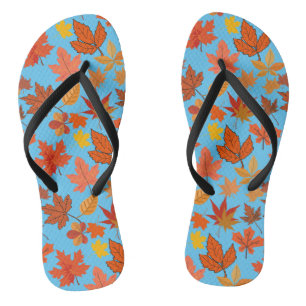 Herfst bladeren patroon 01x4b L Blauw BG Teenslippers