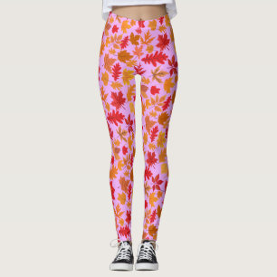 Herfst bladeren patroon 02 L Paarse BG Leggings