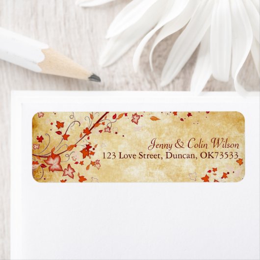 Herfst bladeren perkament bruiloft adres label (Insitu)