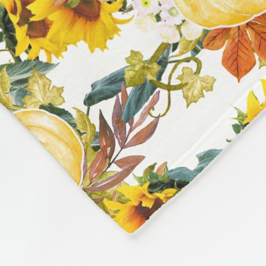 Herfst Bladeren Pompoen en Zonnebloem Knus Fleece Deken (Hoek)
