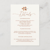 Herfst bladeren terracotta elegante bruiloft detai informatiekaartje (Voorkant)