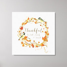 Herfst Bladkrans Dankbaar Geloof Familie Vrienden Canvas Afdruk