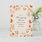 Herfst Bladpatroon Thanksgiving Diner Kaart (Staand voorkant)