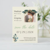 Herfst Blauw en Gouden Bloemen Bewaar de Datum Fot Save The Date (Staand voorkant)