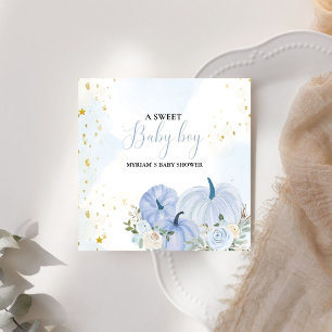 Herfst Blauw Pompoen Bloemen Jongen Baby shower Servet