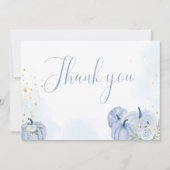 Herfst blauw pompoen jongen Baby shower dank u kaa Aankondiging (Voorkant)