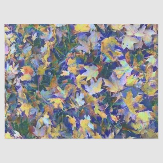 Herfst Blauwe Blauwe Bladeren Tissuepapier (Voorkant)