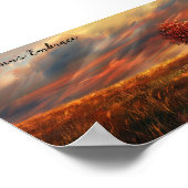 Herfst Blaze: Een eenzame boom in de wei Poster (Hoek)