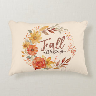 Herfst Blessings - Herfstbladeren en bloemenkrans Accent Kussen