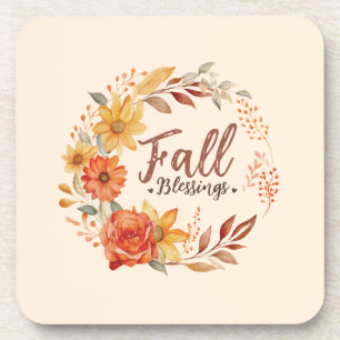 Herfst Blessings - Herfstbladeren en bloemenkrans Bier Onderzetter
