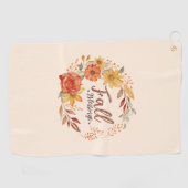 Herfst Blessings - Herfstbladeren en bloemenkrans Golfhanddoek (Horizontaal)