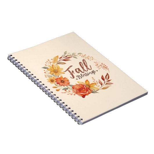 Herfst Blessings - Herfstbladeren en bloemenkrans Notitieboek (Rechterzijde)