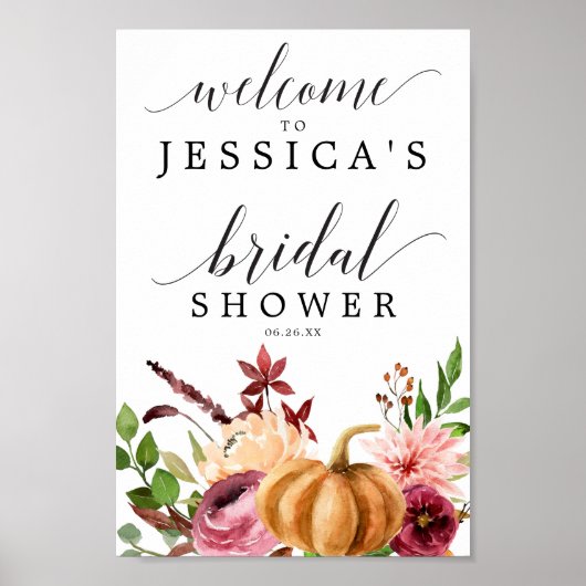 Herfst Bliss Bruidsborrel Welkomstbord Poster (Voorkant)