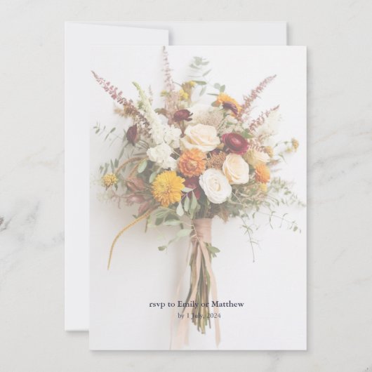 herfst bloeit boho bruiloft uitnodiging (Achterkant)