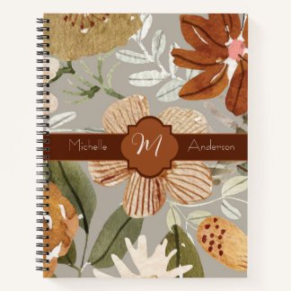 Herfst Bloeit op Taupe Deluxe Spiral Notitieboek