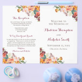 Herfst Bloem Bruiloft Programmaboekjes, Oranje Roz Flyer (Enkel)