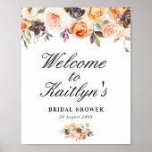 herfst bloem bruiloft verwelkomingsbord poster (Voorkant)