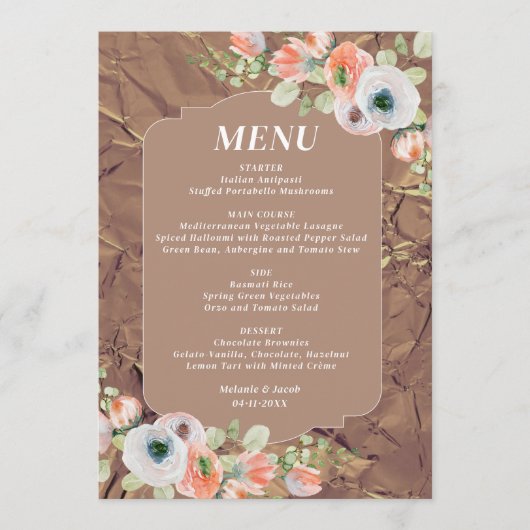 Herfst Bloem Bruiloftsmenu Menu (Voorkant)