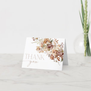 Herfst bloem bruin tan boho bloemen dank je kaart