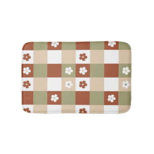 Herfst Bloem Gingham Controleer patroon Badmat