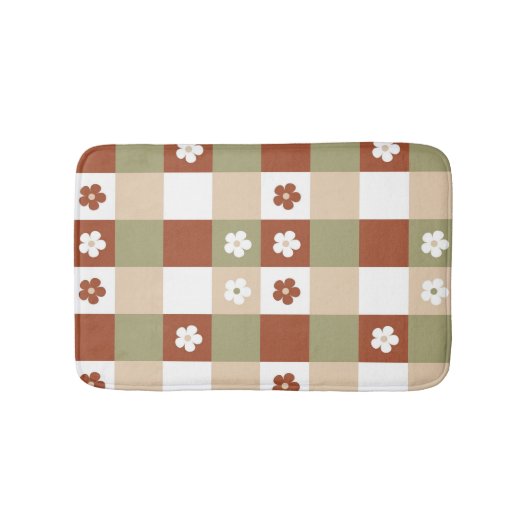 Herfst Bloem Gingham Controleer patroon Badmat (Voorkant)
