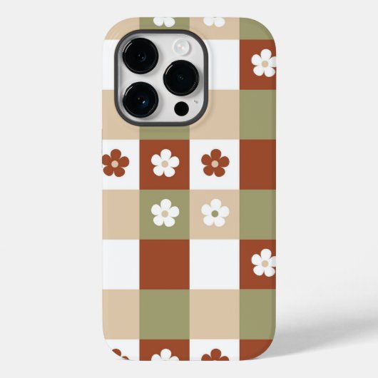 Herfst Bloem Gingham Controleer patroon Case-Mate iPhone Case (Achterkant)