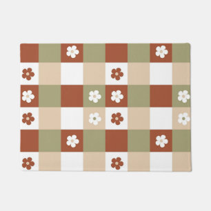 Herfst Bloem Gingham Controleer patroon Deurmat