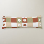 Herfst Bloem Gingham Controleer patroon Lichaamskussen (Achterkant)